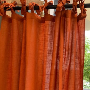 Solid Boho Curtains Pair Panels Pure Cotton Slub Sheer Curtain for living room, Window, Door Bedroom custom size panels