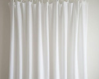 Boho white Cotton Gauze Curtain: Hand-Dyed, Light Filtering