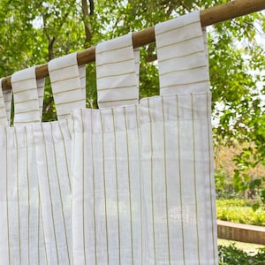 Customize Stripe Linen Curtain Panel Window Linen Drapes, Window Curtains, Soft Semi Sheer Linen Curtains for Farmhouse Set of 2 panels