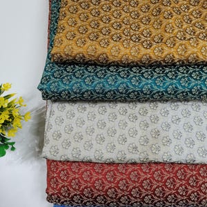 Green Silk Brocade Fabric, Floral Paisley Jacquard, Banarasi Material image 2