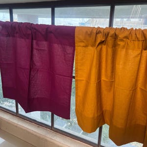 Short curtains for window, Natural Cotton Cafe Curtains Panel, Mustard Window Drapes Panels for Farmhouse Living room, bedroom, kitchen