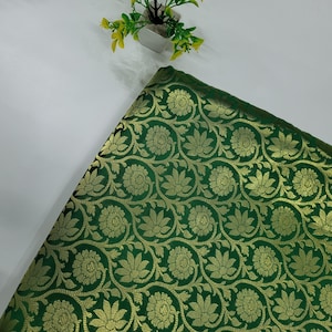 Green Silk brocade Woven Fabric jacquard fabric, Wedding Dressmaking Fabric,Teal green Fabric for Craft, Skirts Fabric by the half Yard