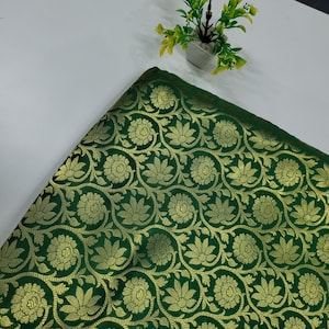 Silk Green brocade Fabric by the yard jacquard fabric, Upholstery Fabric for Women Wedding dressmaking Fabric sold by the yard