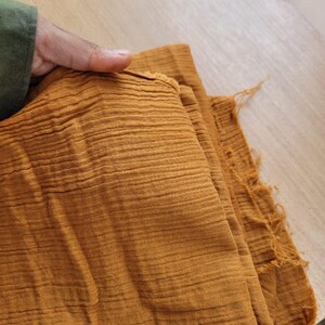 Cinnamon Double Gauze Cotton Fabric: Crinkle Muslin for Sewing & Decor