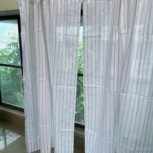 Striped Linen Curtain Panels - Set of 2 - Custom Size & Color