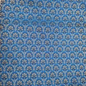 Green Silk Brocade Fabric, Floral Paisley Jacquard, Banarasi Material Blue