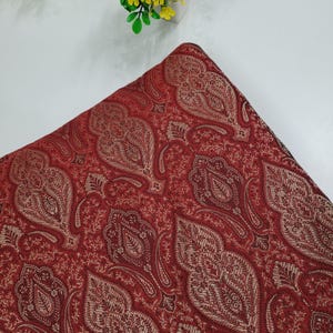 Red silk Fabric by the Yard Fabric for Blouse, Lehenga Dress jacquard Fabric for Women dress Making Silk brocade woven Fabric for home decor