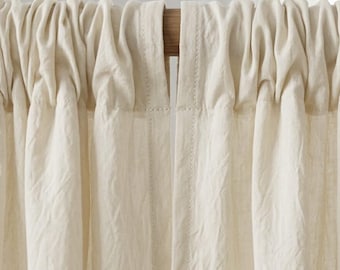Organic Cotton soft Curtains |creem Tracker tape hook  off white Farmhouse Drapes