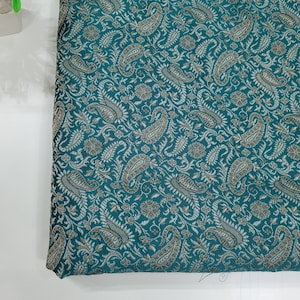 Paisley Print Silk Green brocade Fabric by the yard jacquard fabric, Upholstery Fabric for Craft dressmaking Fabric