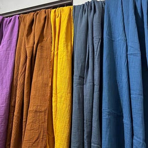 Boho Muslin yellow Curtain Panel Yellow, Gauze Cotton, Light Filtering, Rust Color
