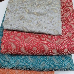 Paisley Print silk fabric green Silk  brocade Fabric by the yard jacquard fabric, Upholstery Fabric for Craft dressmaking Fabric