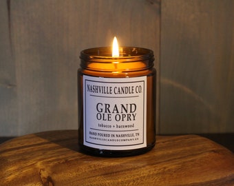 Grand Ole Opry | Tobacco + Barnwood / Nashville Christmas Gift, Gift Wrapped Candle