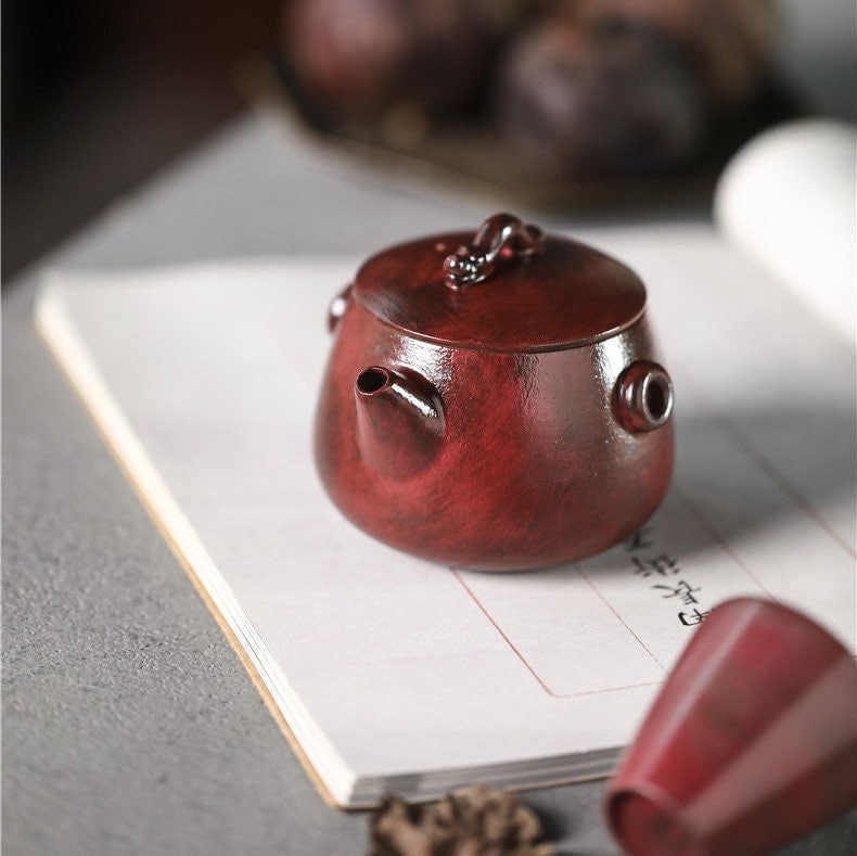 120ml Handmade Houhin,”Forbidden City Red”Gaiwan,Handmade Pottery Teawares