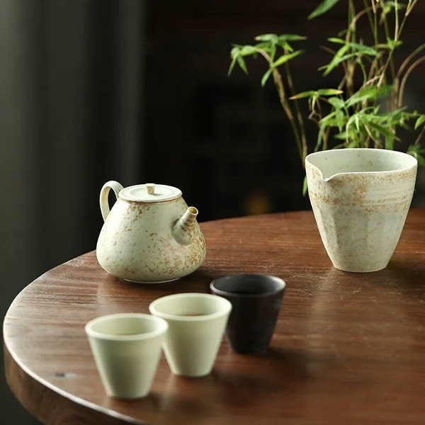 200ml Handmade Jingdezhen Zhi Ye Glaze志野釉 Teapot Set for Tea Ceremony