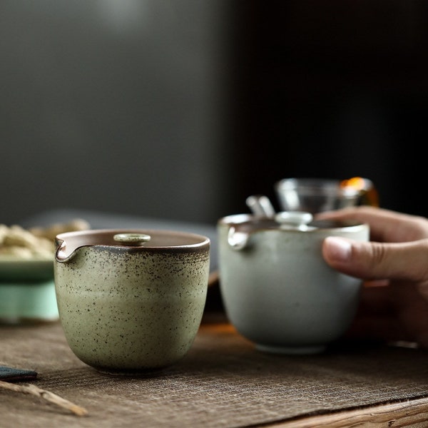 200ml Japanese Style Handmade Pottery Houhin,Ru Kiln Houhin