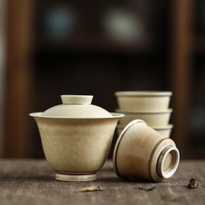 120ml Handmade Light Yellow Gaiwan Set