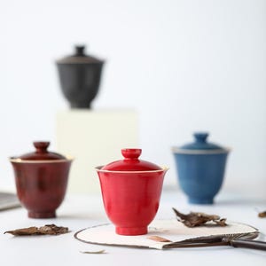 100ml Handmade Pottery Gaiwan, Mini Gaiwan