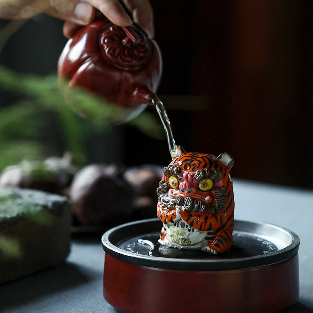 置物 pipi Handmade Pottery Tiger Incense Sticks Tea Pet - Etsy