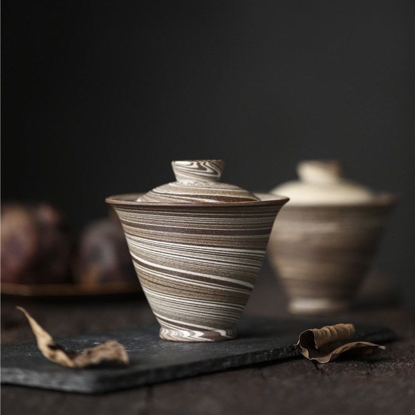 120ml Jingdezhen Handmade Twisted-Placenta Gaiwan