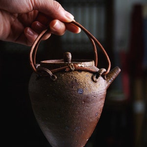 400ml water burner clay teapot-rattan handle handmade teapot