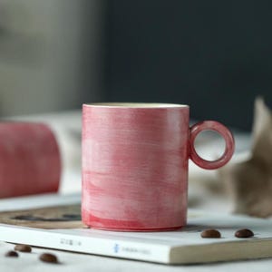 Handmade 120ml Thin Body Light Coffee Mug, Fenyin Glaze Pink Coffee Mug