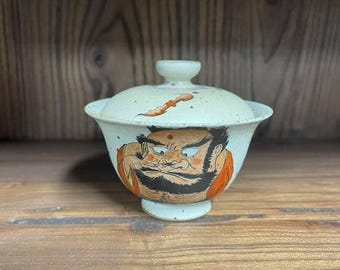 160ml Jingdezhen Handmade "Zhong Kui"钟馗 Gaiwan with “逗趣“