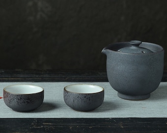 Jingdezhen Ru Kiln Green/Black/White Colors Ru Kiln Gaiwan travel tea set-Chinese gongfu teawares