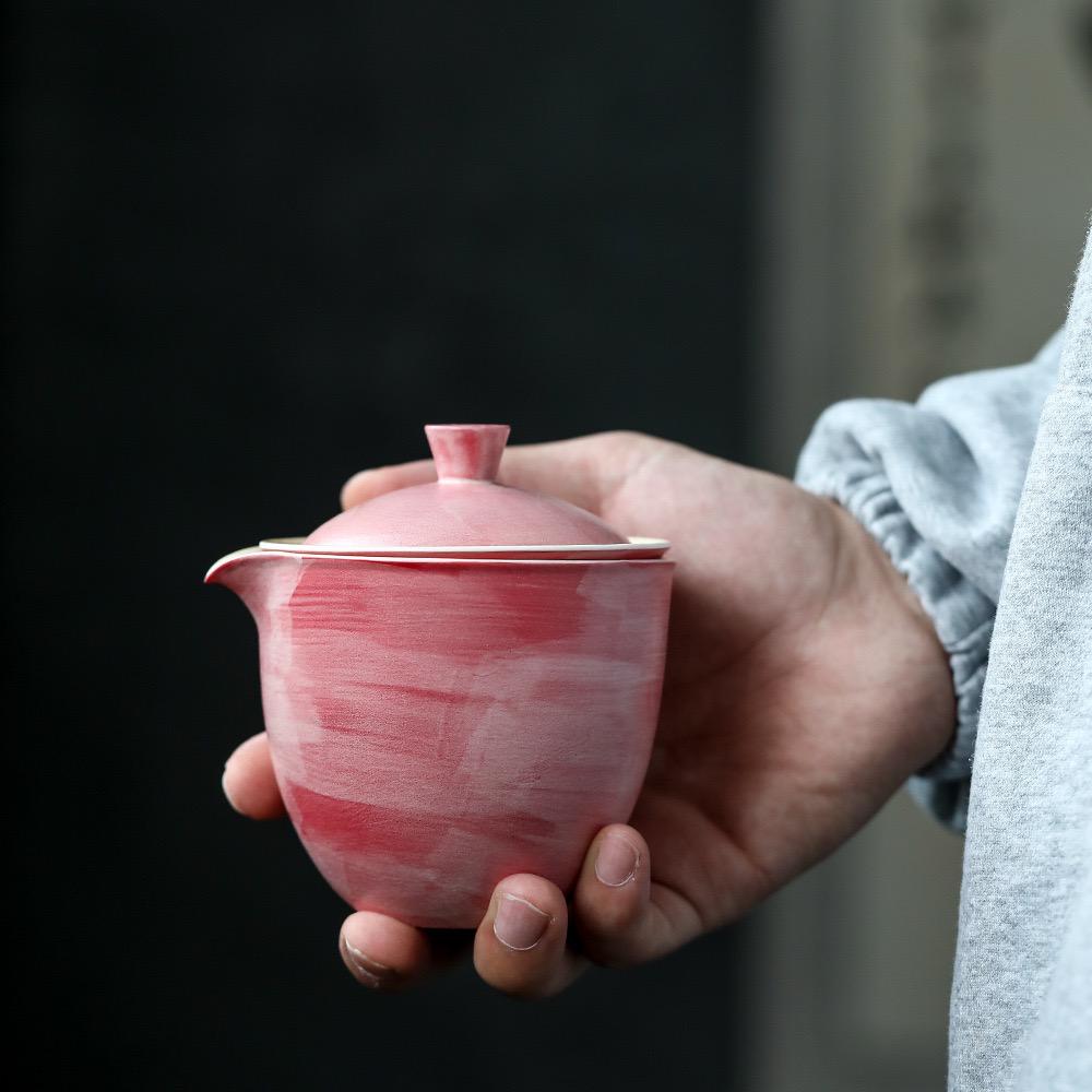 Travel Tea Set Cherry Pink Gaiwan Tea Set