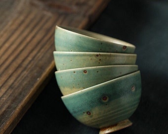 Jingdezhen Handmade Kiln Transmutation Banana Green Tea Cups