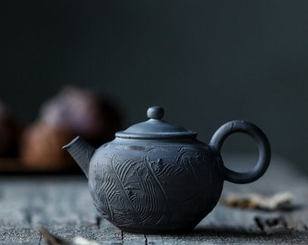 120ml Handmade Pottery Black Teapot