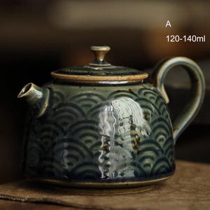 120ml 景徳鎮 ソーダ焼き急須、波型急須 - 中国 功夫茶器