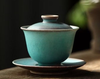 140ml Jingdezhen Handmade Gaiwan,Kiln Transmutation Blue/Purple Gaiwan