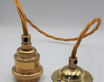 Brass Ceiling Rose With E27 Lamp Holder Set