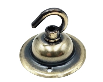 Solid Brass Ceiling Rose Hook Plate Hanging Suspension Fixing Plate Brushed Antique Finish