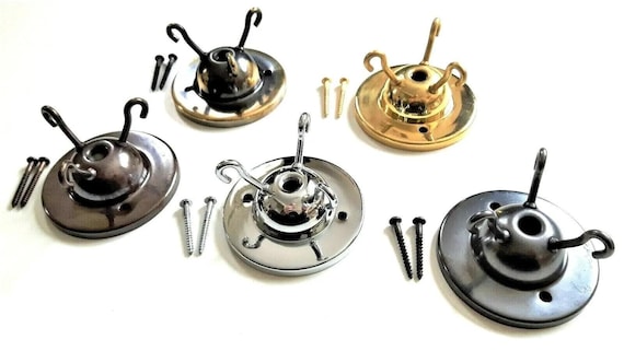 3 Hook Ceiling Plate With Screws In Choice Of Finishes Suitable Fly Catcher Shades, Chandelier Shades Max Weight Loading 5kg