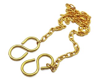 Solid brass S Hooks and 500mm of plated chain 6kgs max load