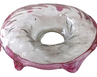 Murano Bobeche Clear With Pink Rim Original Vintage Piece- One Only