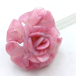 ムラーノガラスの花の工芸品、透明な茎付きピンク - Etsy 日本