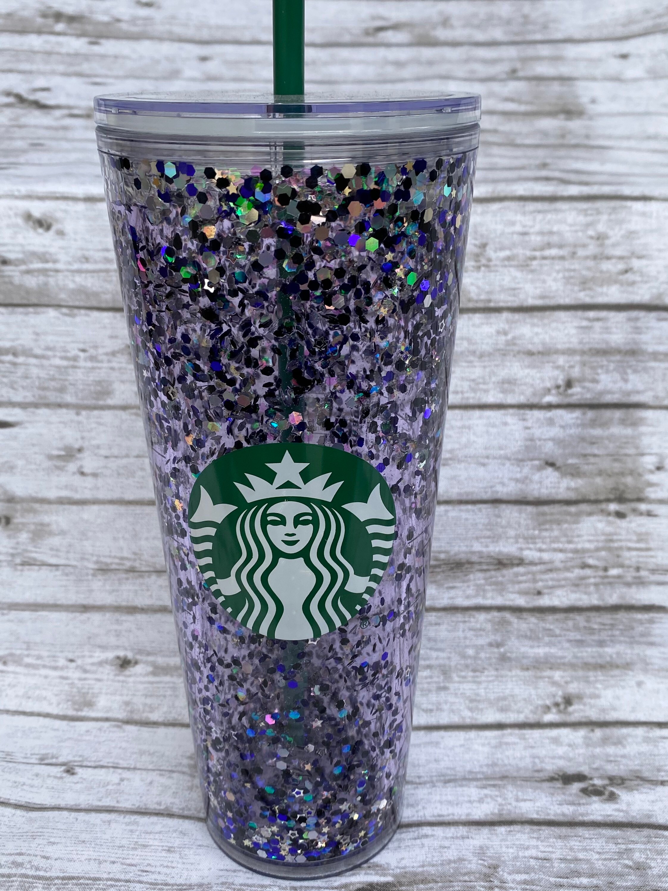Starbucks purple glitter tumbler Silver star tumbler Etsy