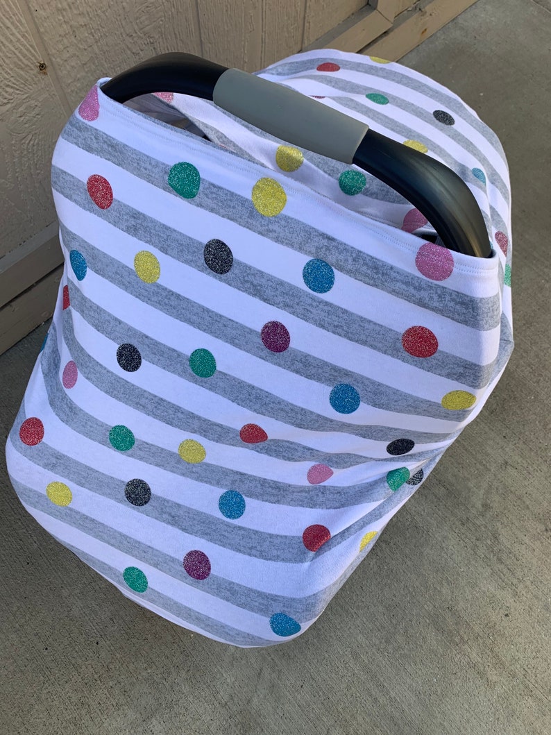 rainbow dots and stripes Baby Car Seat Cover carrier cover baby shower gift stretchy nursing cover stretchy car seat cover