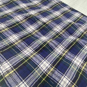 FLANNEL Plaid Yardage Navy, Royal and Hunter 3 yards 30 inches Pre washed