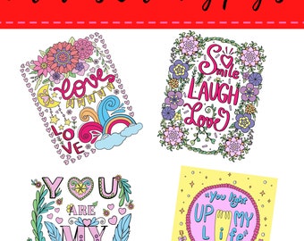 Pagine da colorare di San Valentino, pagine da colorare d'amore 15 pagine da colorare digitali (stampabili, download PDF)