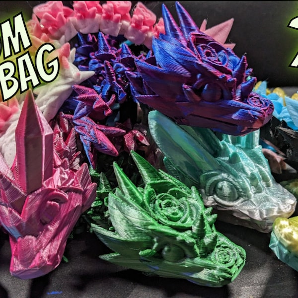 3D Printed/CinderWing3D/Random Grab Bags/ 2 Adult, 2 Baby Dragons or 2 Wyverns/Ready To Go/ Fidget Toy/ As Seen on Tiktok/ 3D Print/