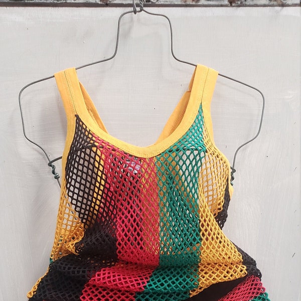 Jamaican Crochet Rasta Top (Rouge et Vert)