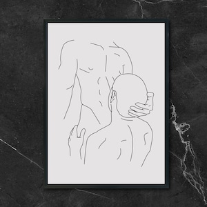 Gay couple hugging, Gay Kiss Line Art Print, Printable Wall Art, Line Art Print, Line Art Gay Kiss, Minimalist Gay Printable, Digital print