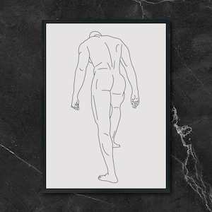 Gay booty full body line art, Abstract Male Love Wall Art, Gay Wall Art, Gay Decor, Naked Men Wall Art, LGBTQ Wall Art, Minimalist Decor