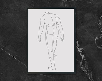 Gay booty full body line art, Abstract Male Love Wall Art, Gay Wall Art, Gay Decor, Naked Men Wall Art, LGBTQ Wall Art, Minimalist Decor