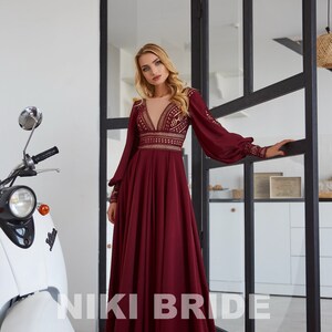 Vestidos de color vino para graduacion store