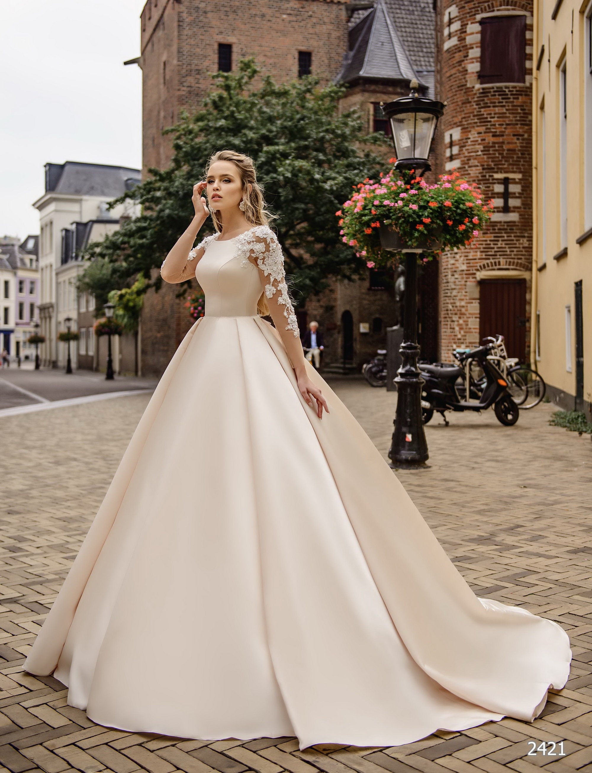 A Majestic Satin Dress Decorated With 