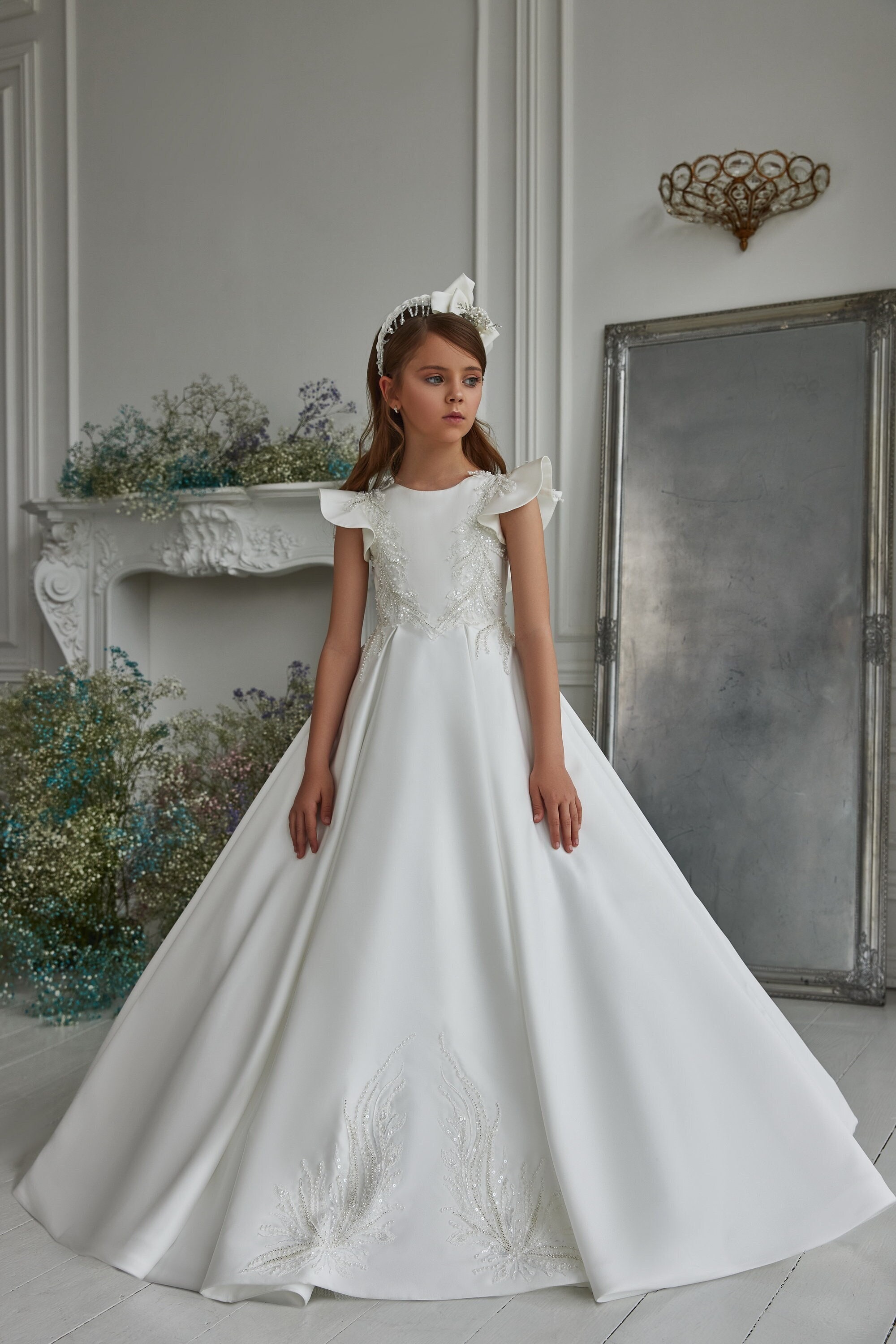 Elegant First Holy Communion Dress - White – St. Mary's Gift Store